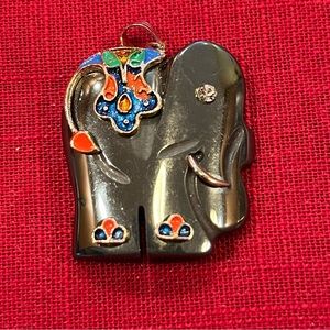 Adorable Hematite Elephant Pendant